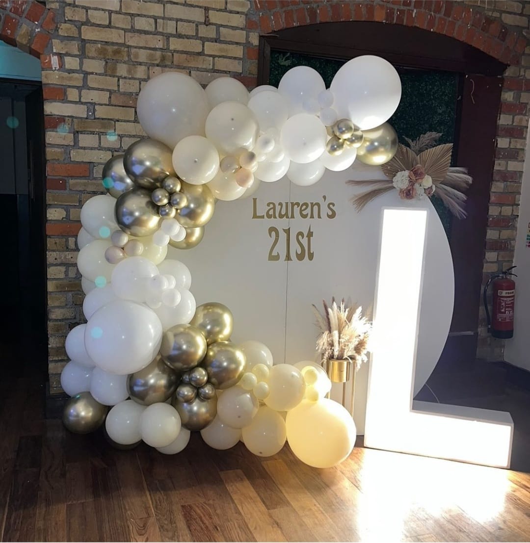 21st Balloon arch & LED Giant number hire display