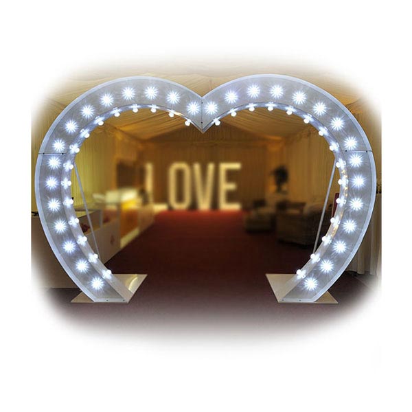 LED Wedding heart arch hire